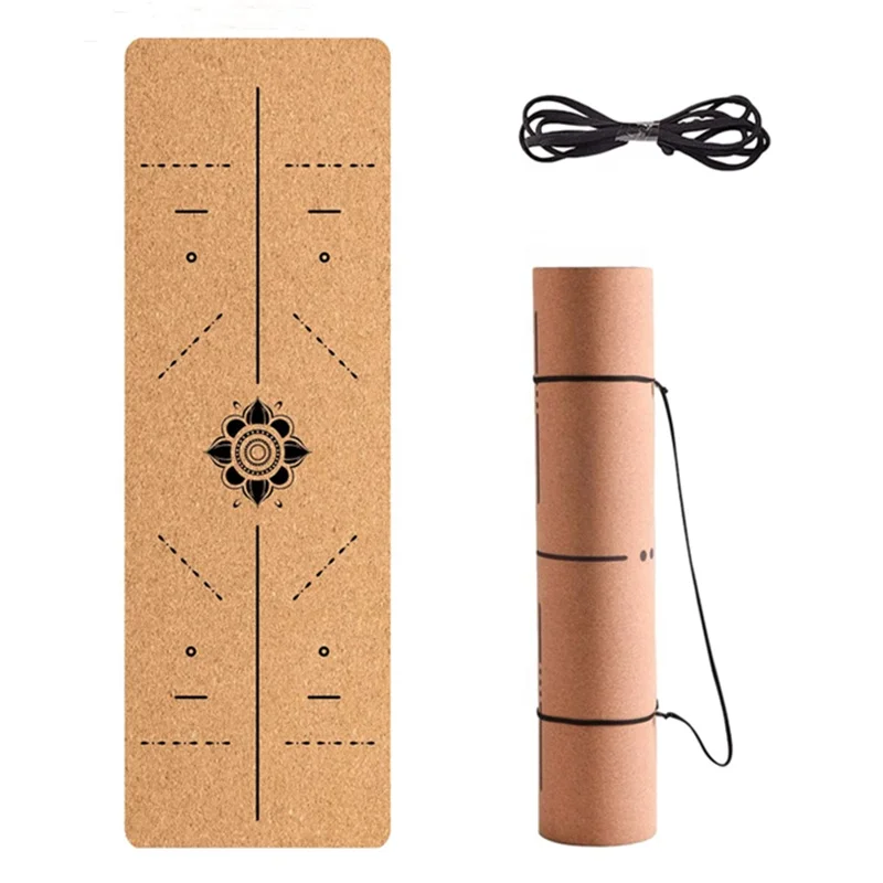 Custom Print Logo 100% Natural Rubber Cork Yoga Mats Extra Thick Eco Foldable Tpe