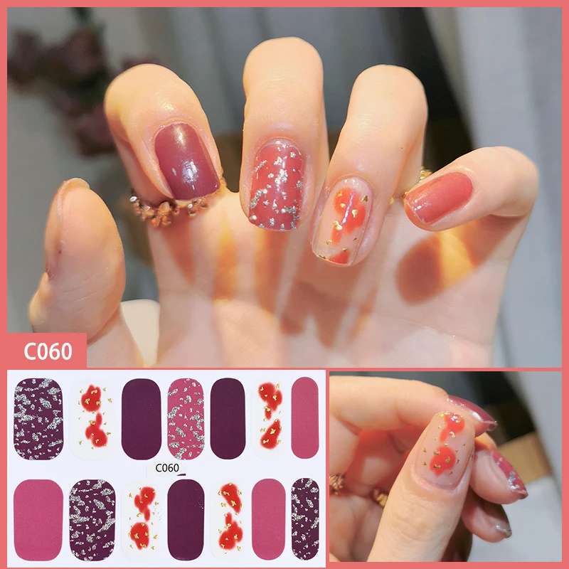 Missbloom Wholesale Korean Geometric Nail Sticker Orange Acrylic Gel Nail Strip For Girl