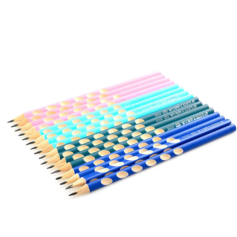 12pcs/set Student Correction Grip Posture Writing Painting HB Pencil Set Solid Wood Pencils Creative Stationery Pen for Kids