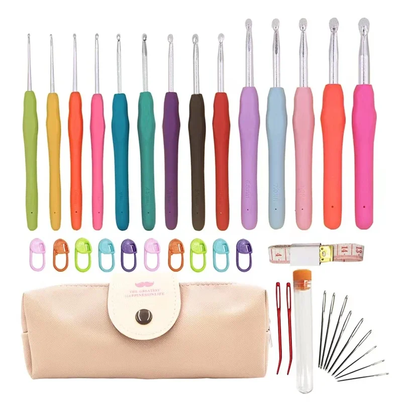 14 Sizes 2mm-10mm Crochet Hooks With Case For Hand Knitting Extra Long Needles Crochet Hooks Set