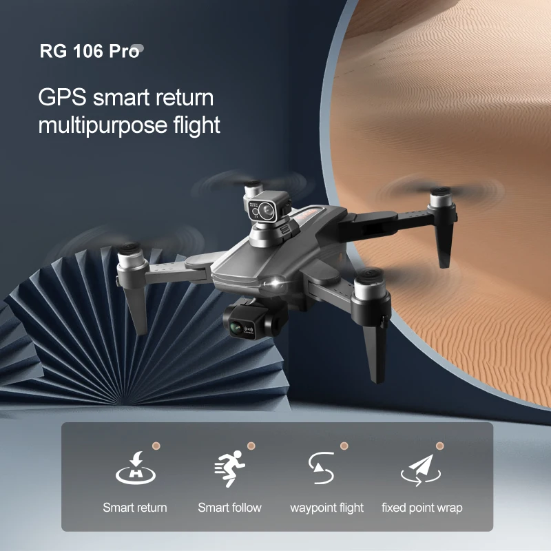 2024 RG106 pro Drones 8k Profesional GPS 3 km Quadcopter Camera Drone 3 Axis Brushless 5G WiFi Fpv RC Drones Toys Dron RG106 Pro