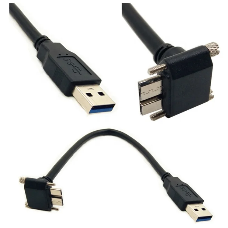 USB 3.0 Right-Angle Downward Elbow to Micro B 3.0 9-Core Tinned Copper Wire Factory High Speed Cable