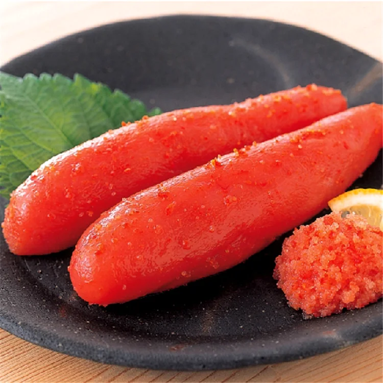 Pollock Fish Roe Seasoned Red FROZEN from CN;LIA Whole Shape Mackerel Box Packaging Normal Salty Sushi 1 Kg HACCP/KOSHER/ISO IQF