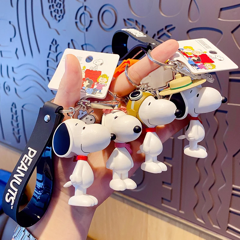 Baimao Genuine 2023 new cartoon Charley Dog doll key chain  Creative rubber 3D Snoopy Pendant PVC dog key ring
