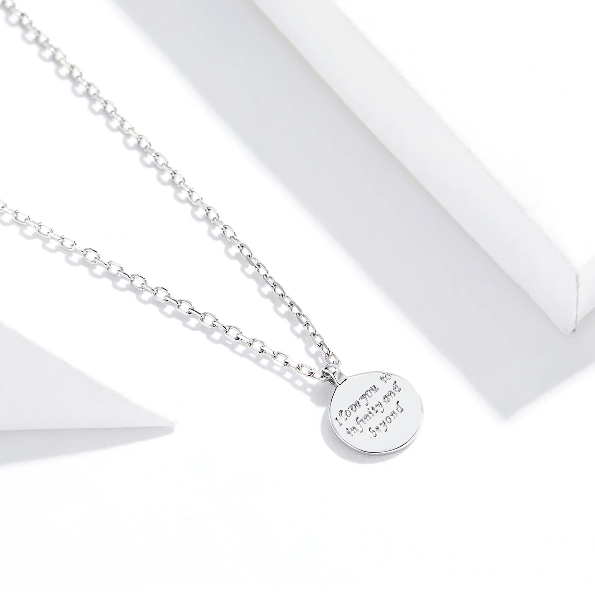 
trendy Romantic Design Engraved100 languages i love you silver 925 necklace name plate necklace 