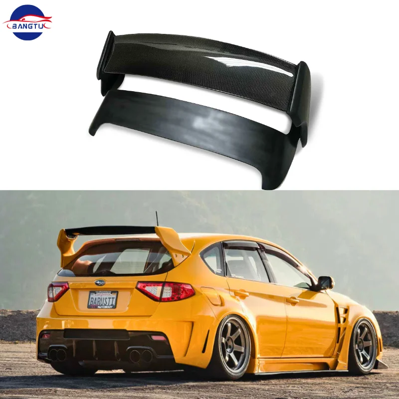 Car Spoiler For Subaru Impreza WRX STI VS Style Carbon Fiber+FRP Rear Trunk Boot Lip Wing With LED Light Roof Spoiler