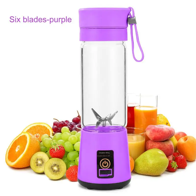 USB Rechargeable Home Blender And Mixer 6 blades Juice Plastic Electric Juicer Cup Portable Blenders
