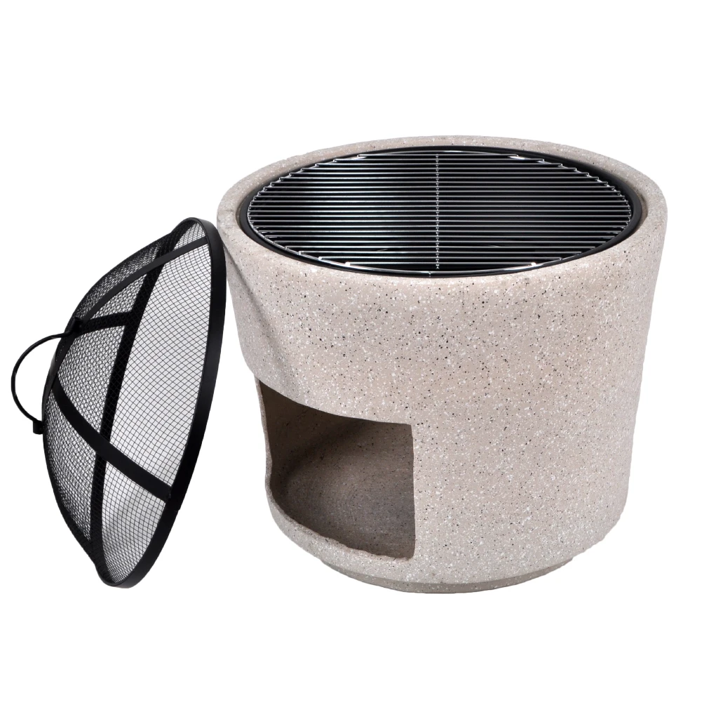 SEJR Outdoor MGO Fire Pit Round Garden Magnesium Oxide Wood Burning Fire pits BBQ Grill