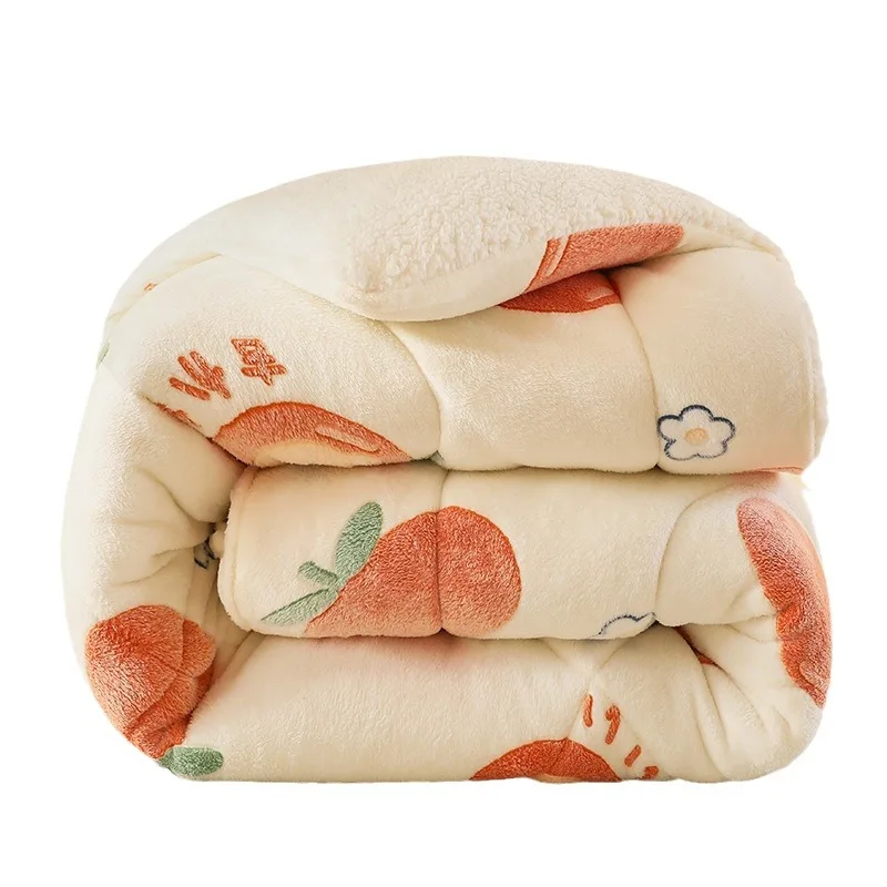 Thicken Glue Printed Coral Fleece Comforter Sherpa Quilts Bedding Winter Home Textiles Polyester Fabric Woven 100% Polyester