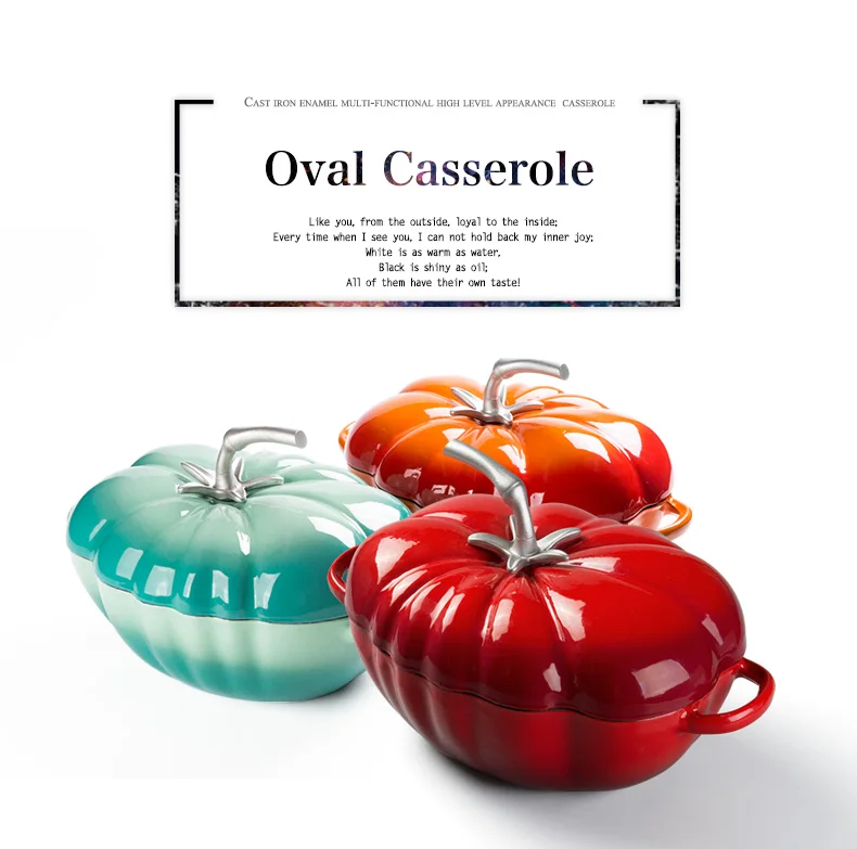 New type cast iron Enameled tomato dutch oven casserole cooking pot