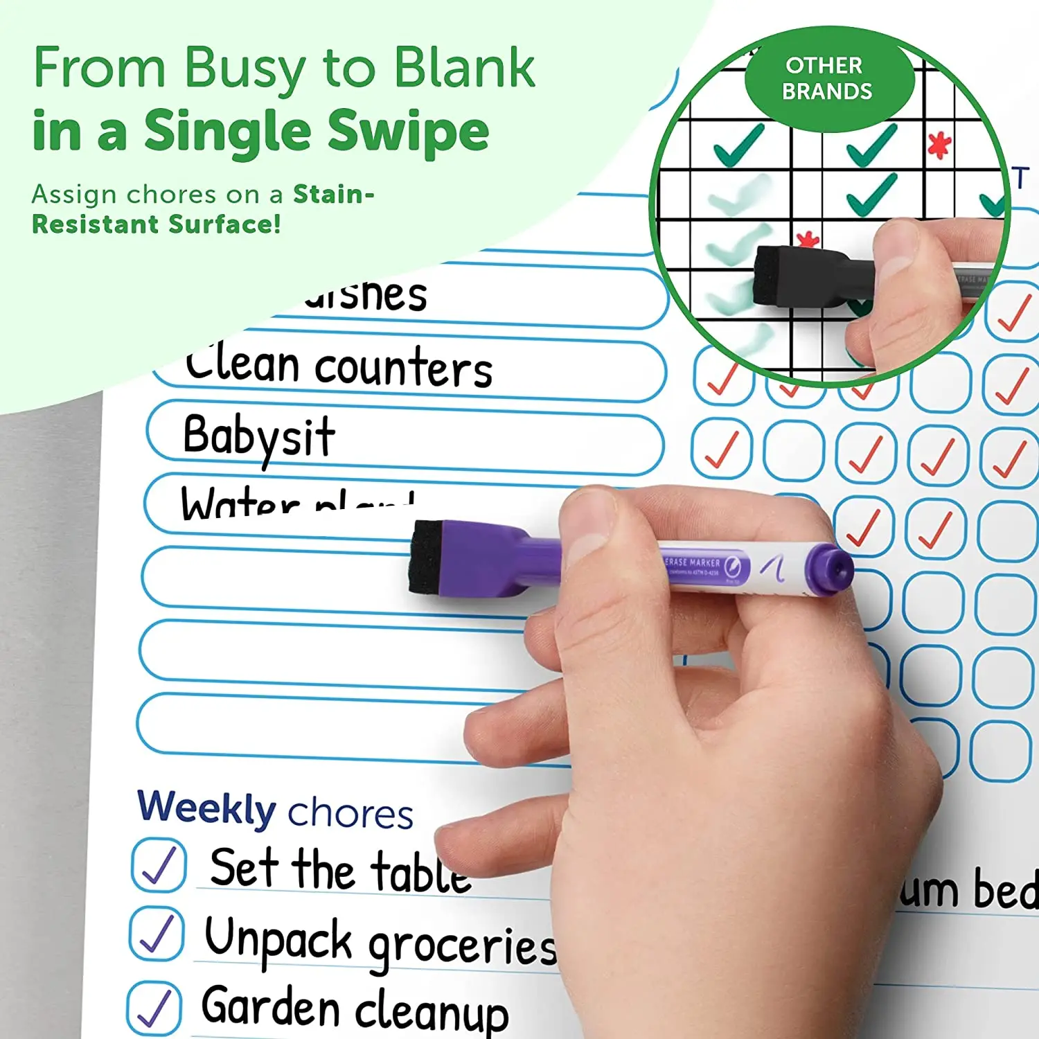  Dry Erase Behavior & Chore Chart Individual Magnetic White Board Reward Chores Fridge Calendar