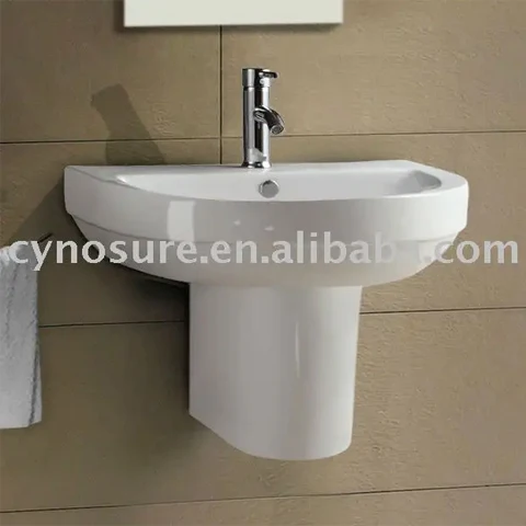 Ceramic Material Wash Basin Sanitary Ware Wall-hung Semi Pedestal One Piece Basin