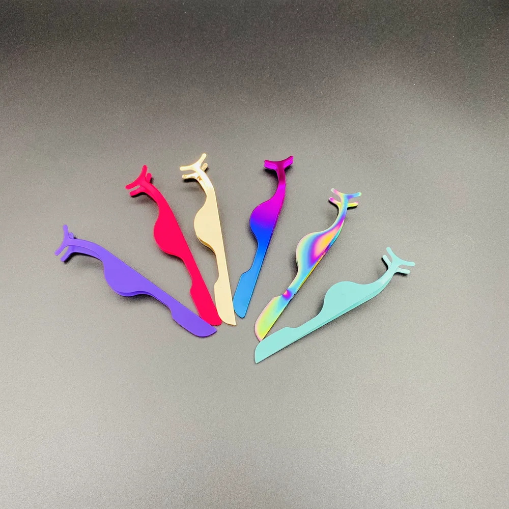 Custom logo Private Label Pink Plastic Lashes Applicator Tweezers Bulk Magnetic Lash Tweezers