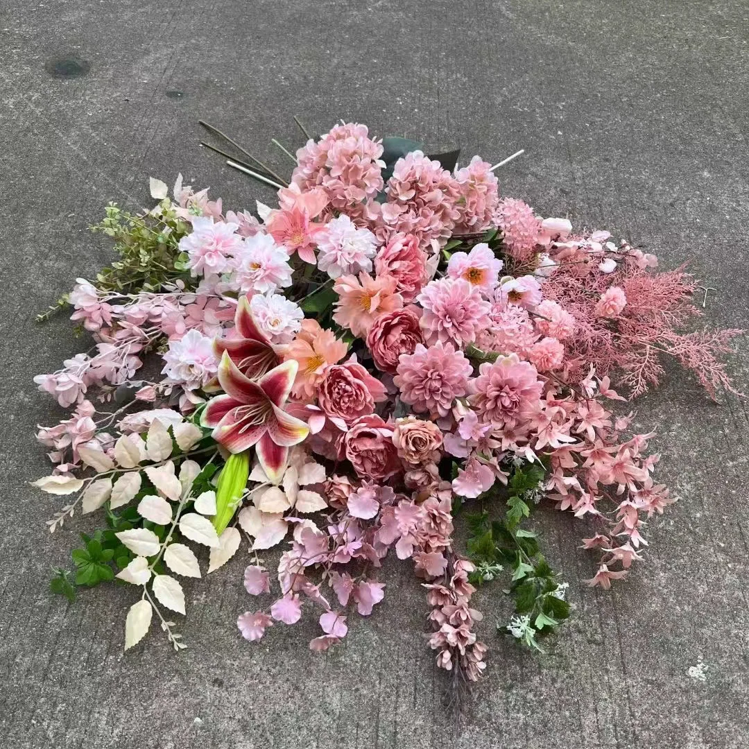New Bean Paste Pink Wedding Flower Simulation Soft Decoration Fake Flower for Wall Wholesale Dirty Pink Meat Wedding Road Lead