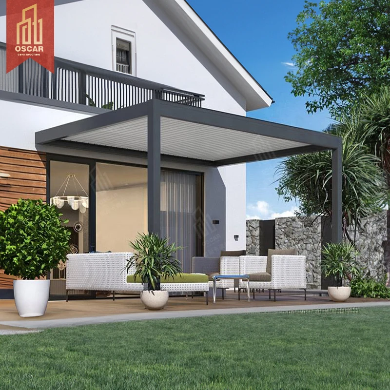 High Performance Luxury Style Garage Wall Mounted Pavilion with Zip Blind Sheet Pergola
