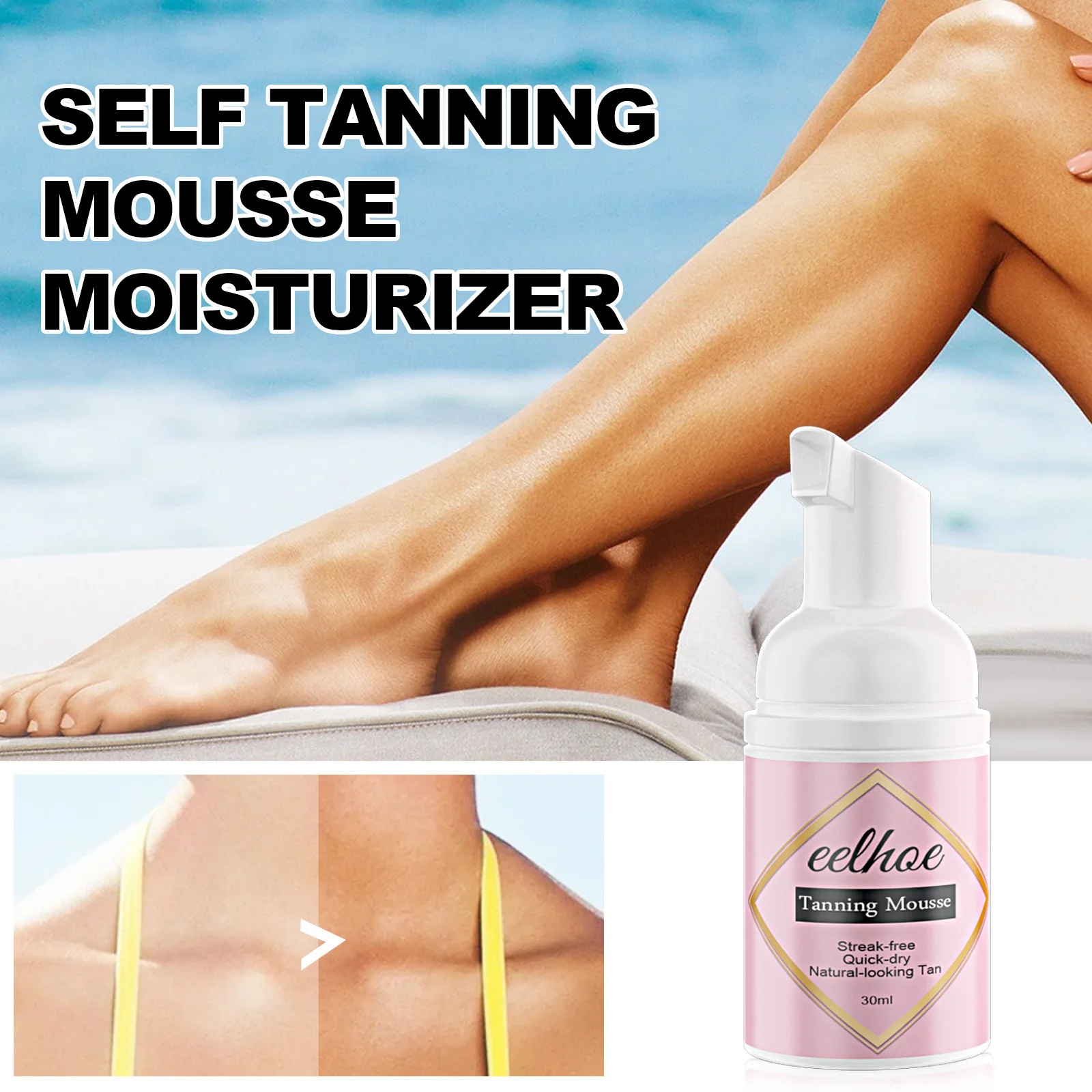 Custom Logo Natural Ingredients Self Tanner Sunless Tan Extender Sun Tan Skin Brown Tanner Surface Dark Tanning Lotion