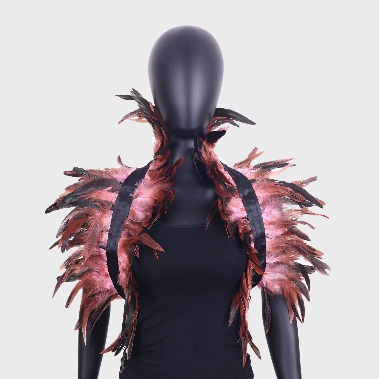 Fashion Gothic Feather Cape Halloween Party Prom Cape Performance Feather Accessories Cape