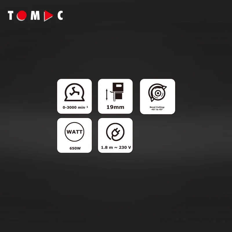 TOMAC 650W Portable Electric Jig Saw for Wood Cutting - Versatile Power Tool for DIY and Professional Use