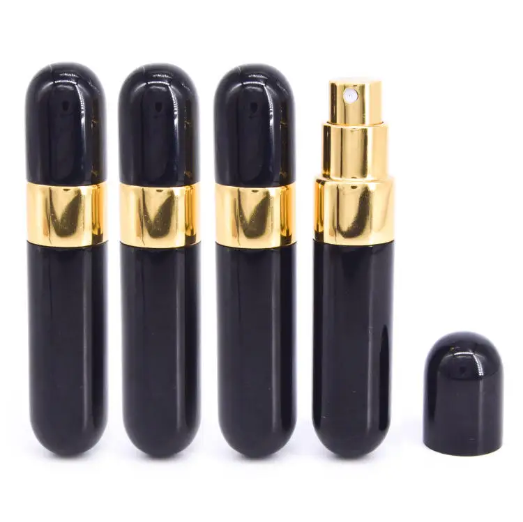 5ml 8ml 10ml 15ml 20ml Wholesale Aluminum Empty Mini Cosmetic Twist Up Black Travel Refillable Perfume Atomizer