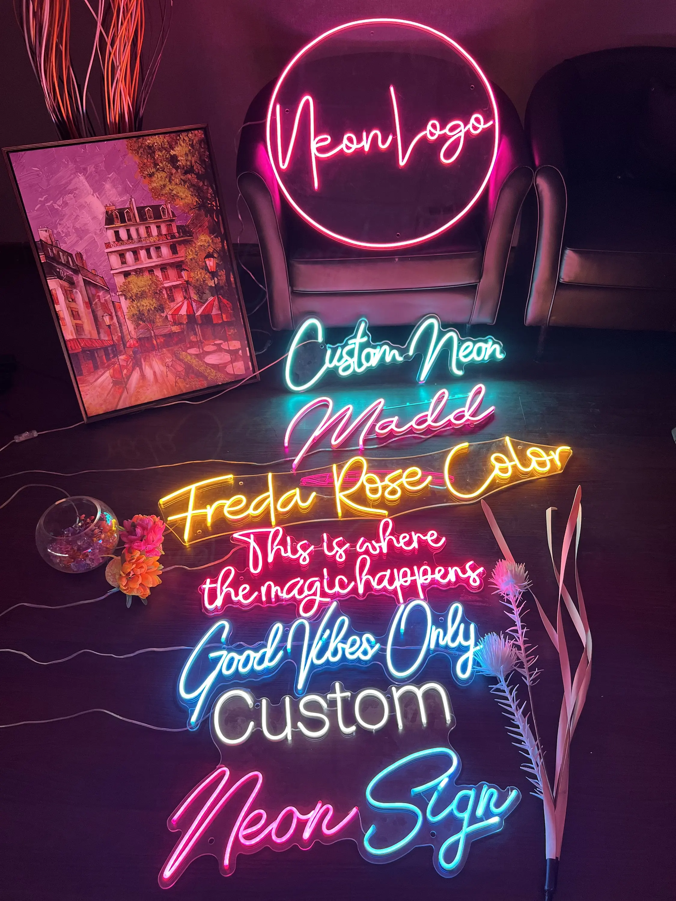 Custom Neon Sign Aesthetic Neon Signs LED Neon Light Wedding Home Decor Wall Room Bar Party Advertising Board Logo Sign