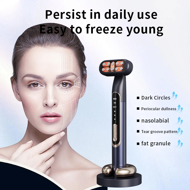 New Arriving Rechargeable Facial Eye Lip Beauty Lifting Device LED Eye Beauty Device Dark Circle Eye EMS Heating