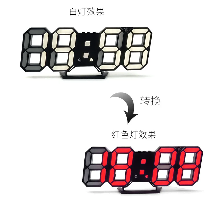 Korean hot-selling creative two-color 3DLED digital clock temperature alarm clock digital wall mounted clock decoration clock