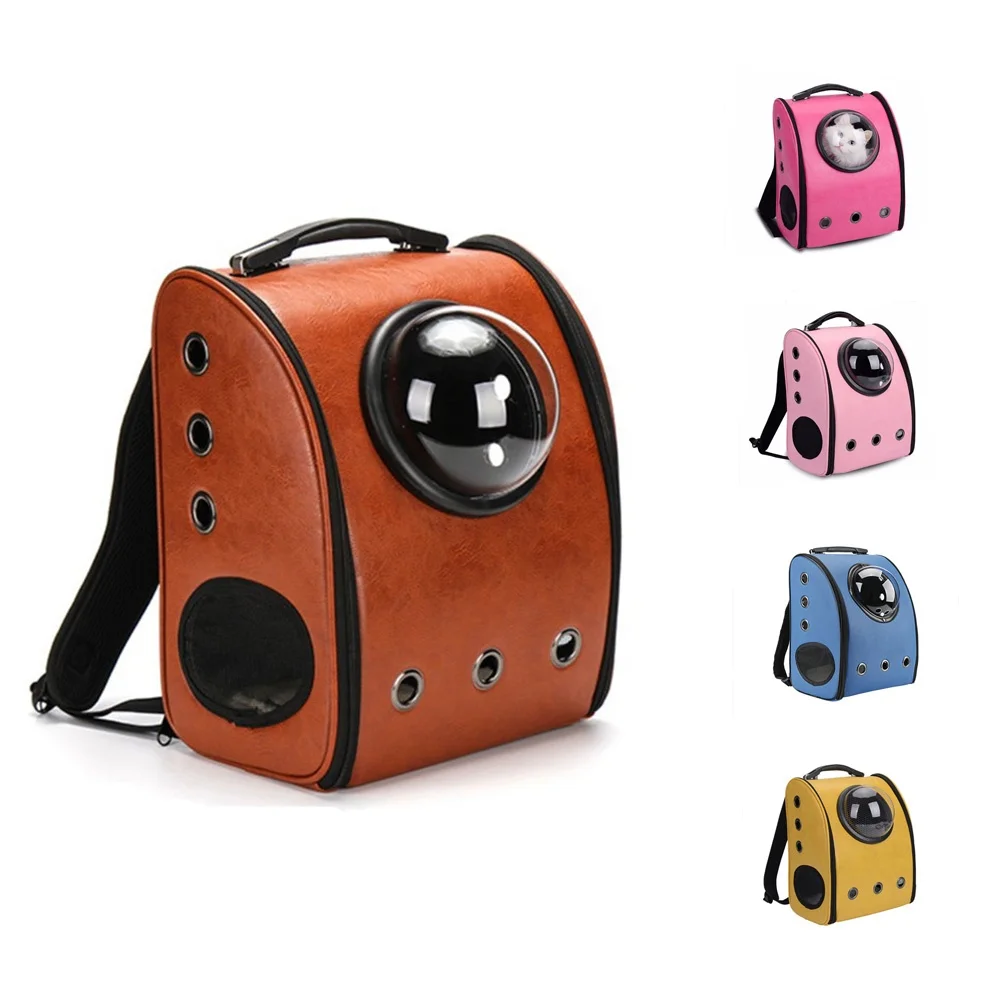 Pet Capsule Dog Carrier Comfort Pu Leather Pet Backpack Carrier Bag Breathable Travel Pet Backpack for Cat Dog Small Animals