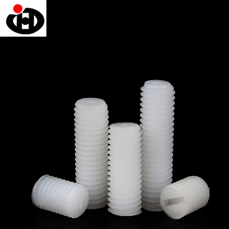 Slotted Set Screws Flat Head Plastic Headless Screws Cap Cover with Plastic White Natural Nylon