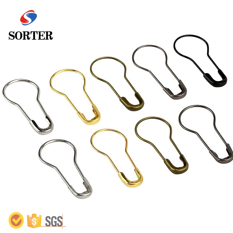 22mm white color pear safety pin bulb shaped high quality metal safety pin