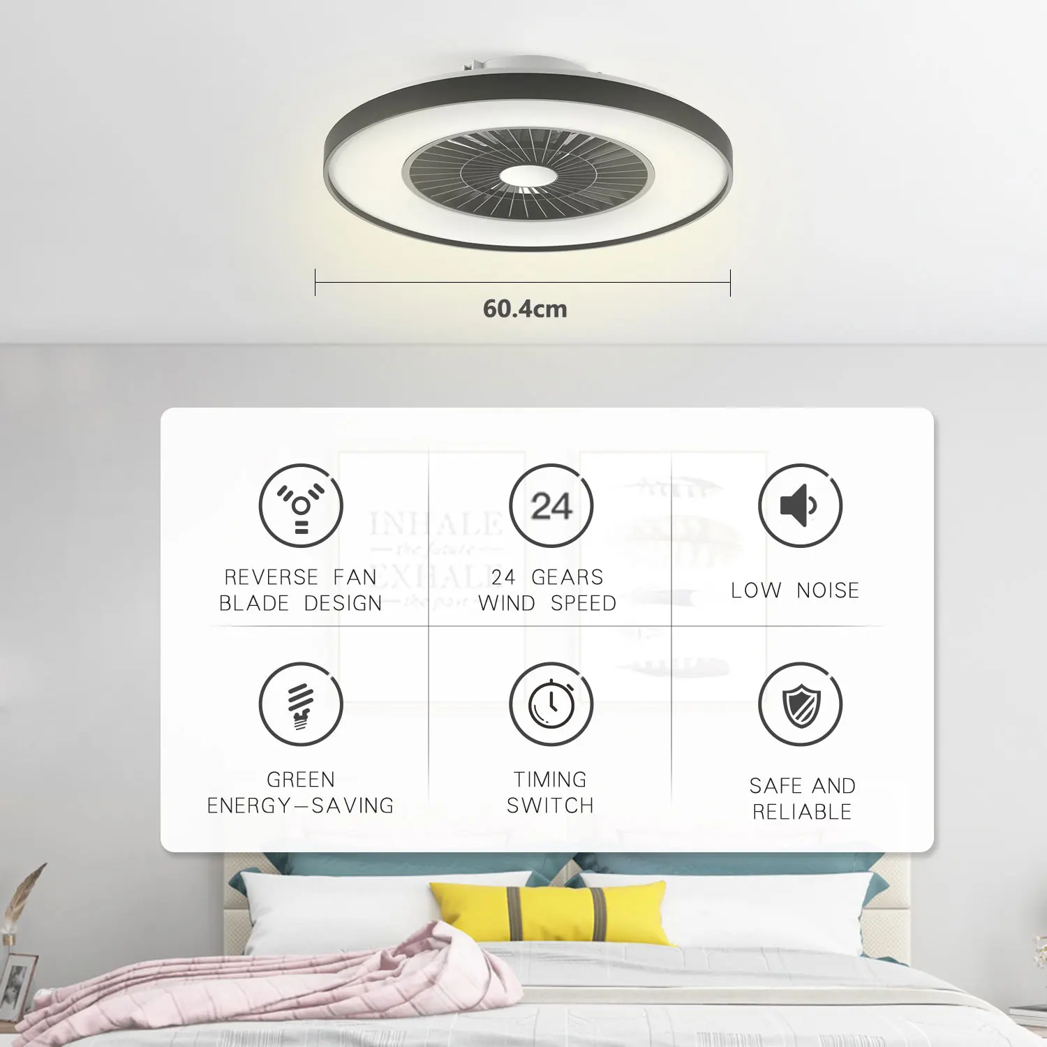 New Product High Quality Black Painting Led Residential TuYa Smart Control Ceiling Fan With Lights and Remote for home