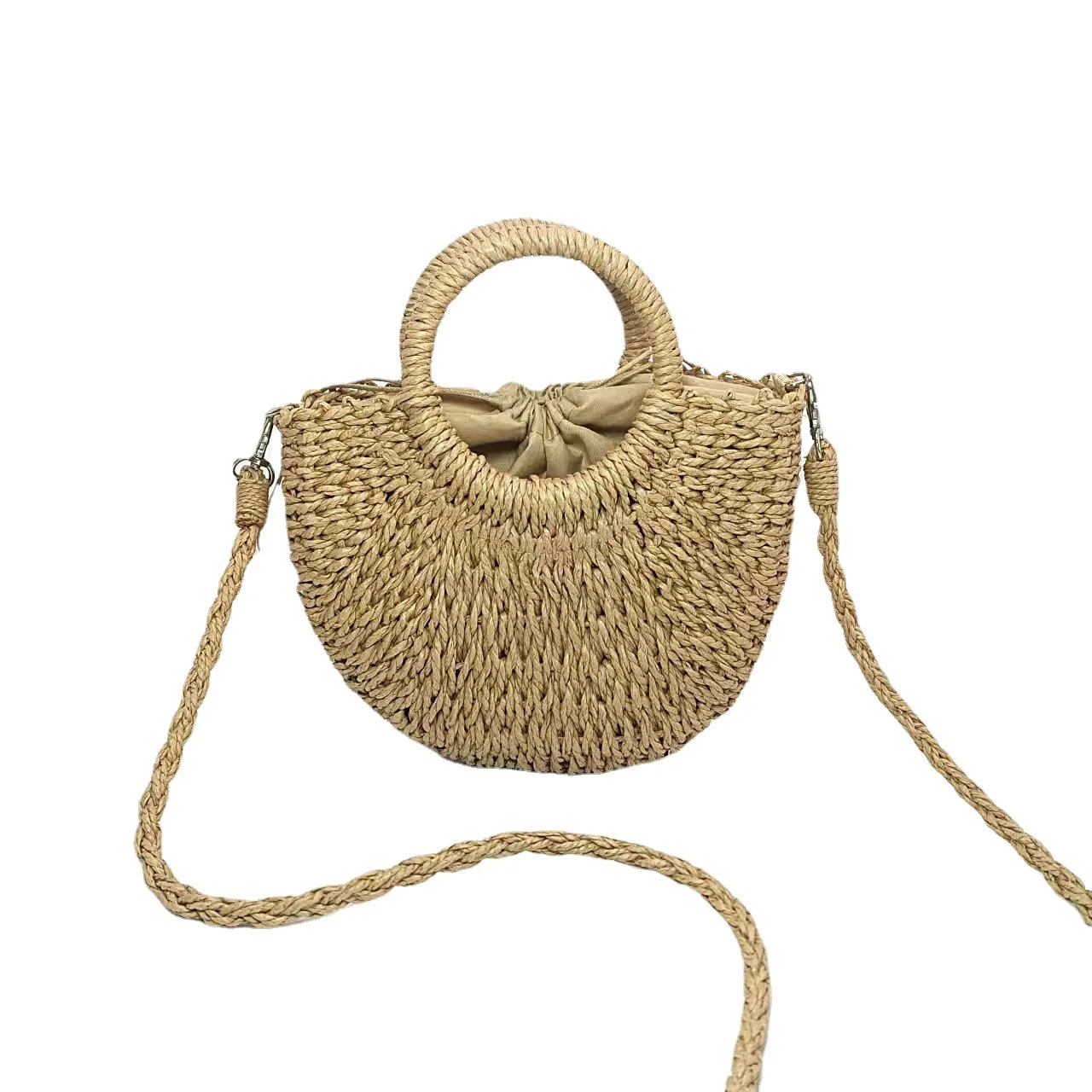 Custom Simple Style Ins Popular Rattan Bag Ladies Crossbody Straw Tote Bags Summer Beach Hand Woven Handbag