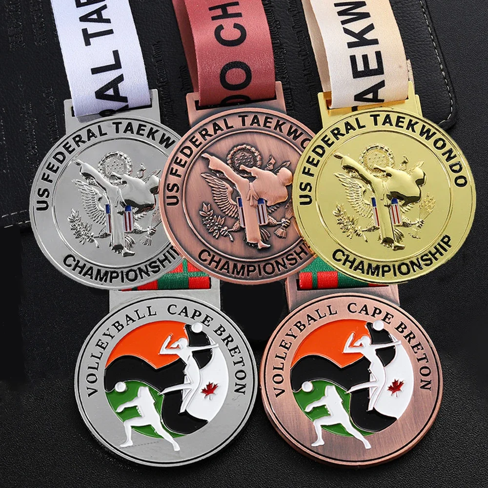 Custom Medal Zinc Alloy 3D Metal Marathon Football Taekwondo Race Finisher Award Medals Sport With Ribbon