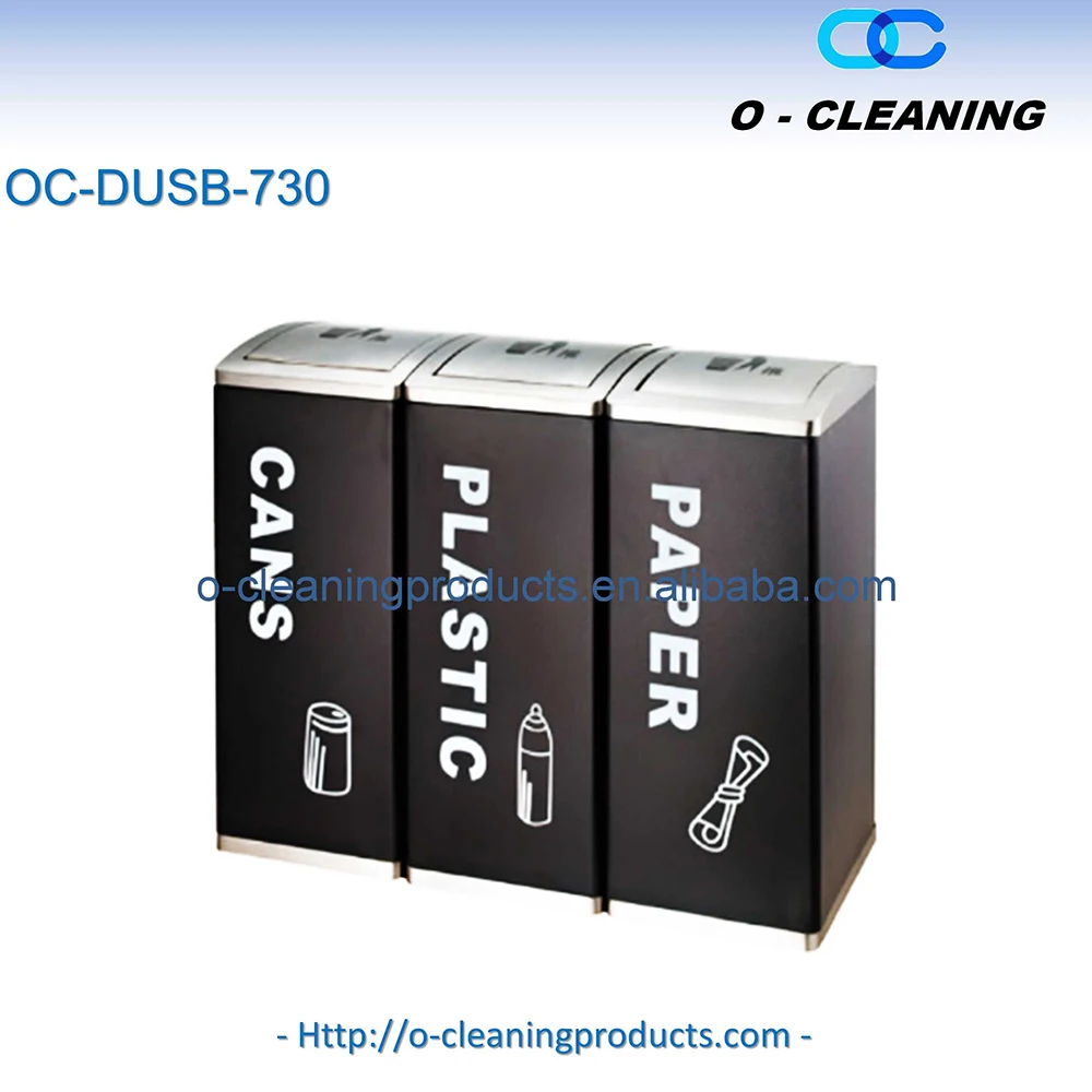 O-Cleaning Outdoor 4-Compartment Stainless Steel Classified Garbage Bin,Recycle Trash/Rubbish Waste Can For Park/Hotel/School
