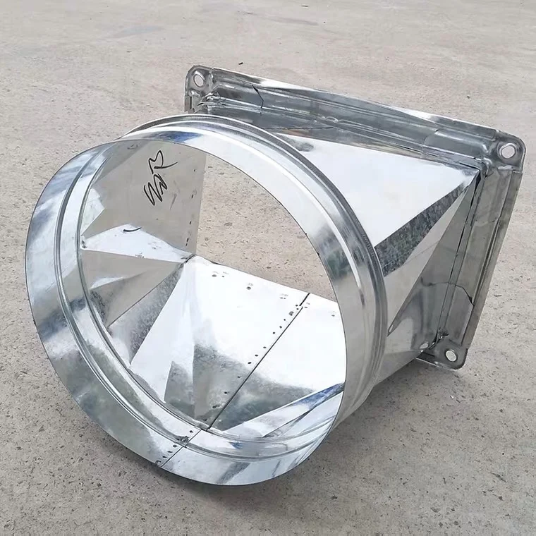 Ventilation system air duct fittings square to round adaptor