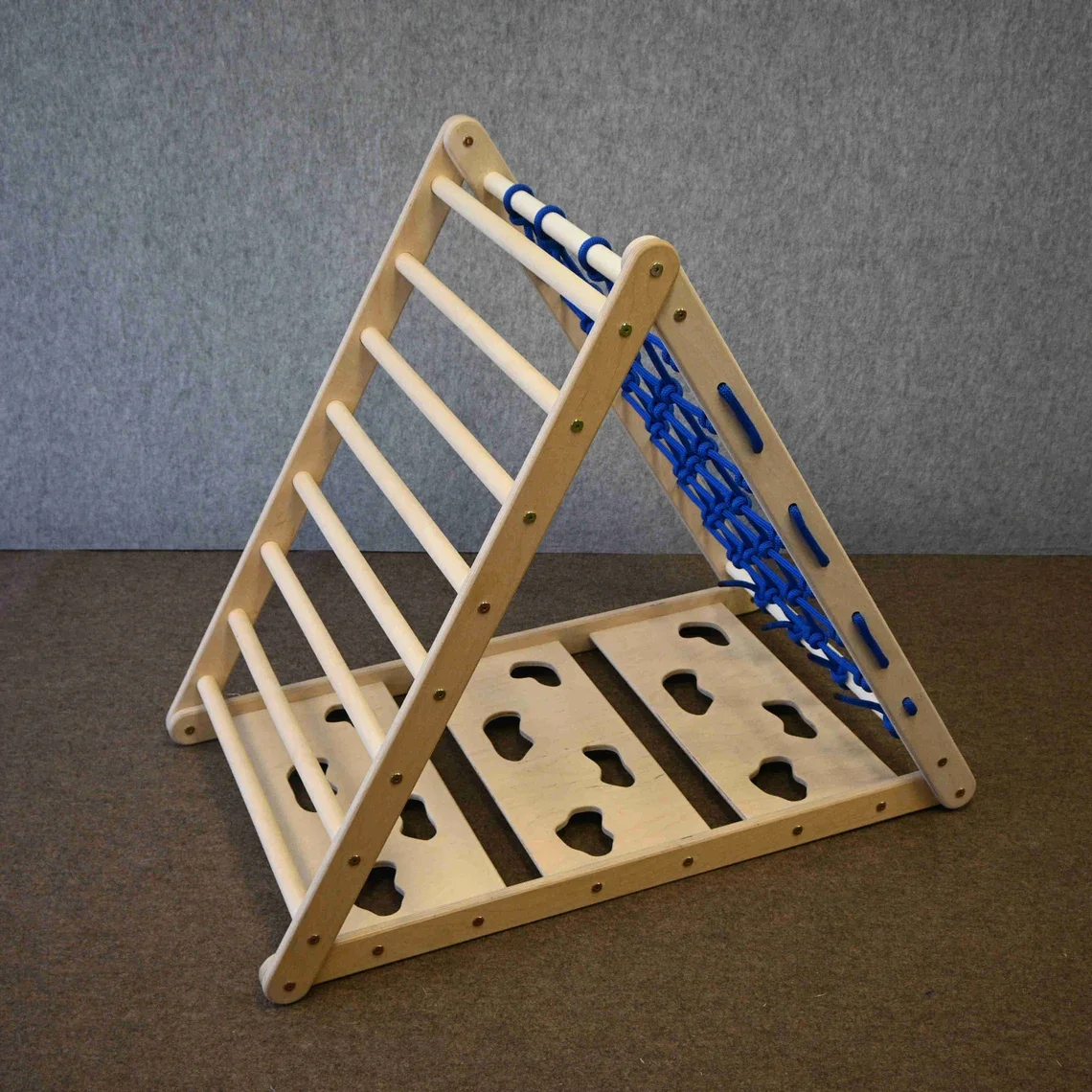3 in 1 Climbing Triangle Set with Ramp indoor Wooden Kids Triangle Children Climbing Frame Kletterdreieck with Ladder