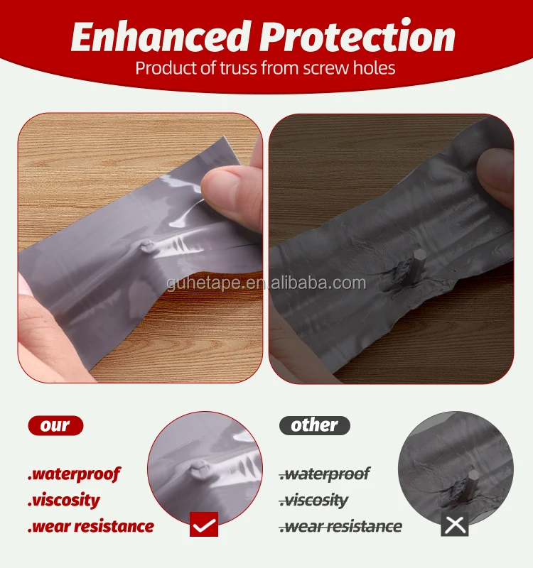 Deck Joist Tape Weather-Resistant Waterproof Seal Antiseptic Self-Adhesive Flashing Butyl Joist Tape for Wood Decks Beams Roof