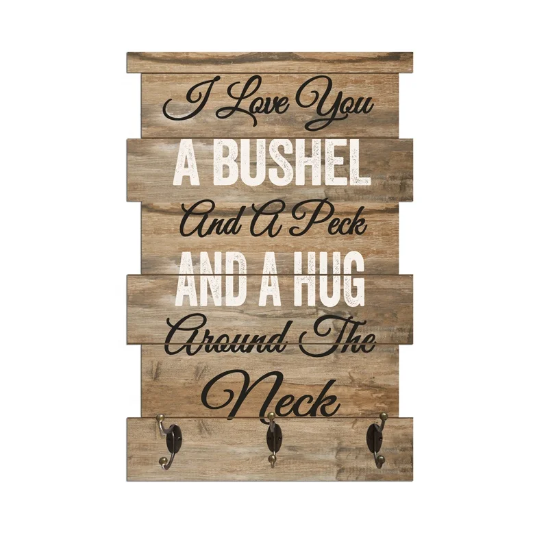 
Customized home and office decoration antique wooden wall plaque with hooks hook hanging wall coat rack 