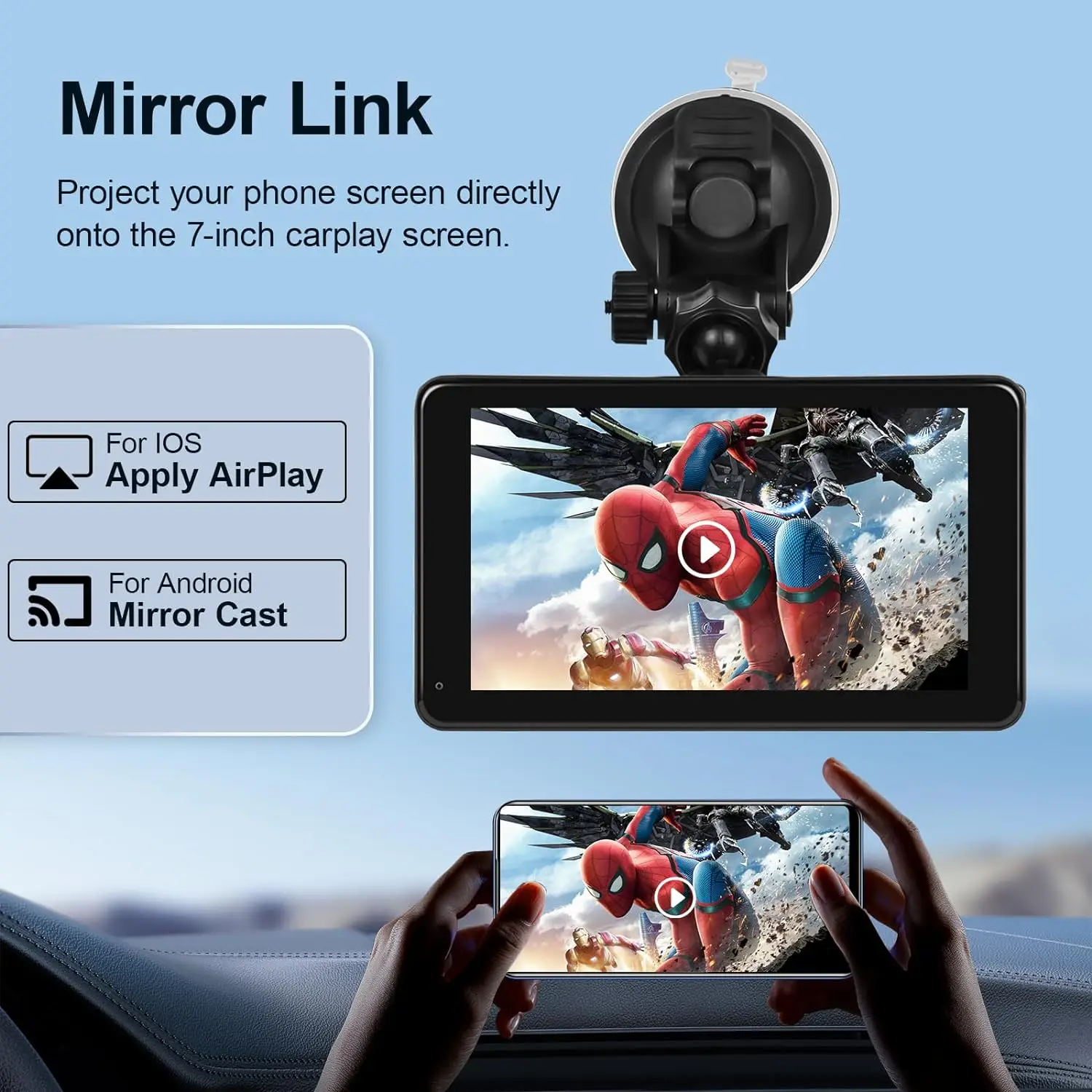 Best quality car play wireless android auto radio for car bluetooth portable portable carplay screen 7 inch