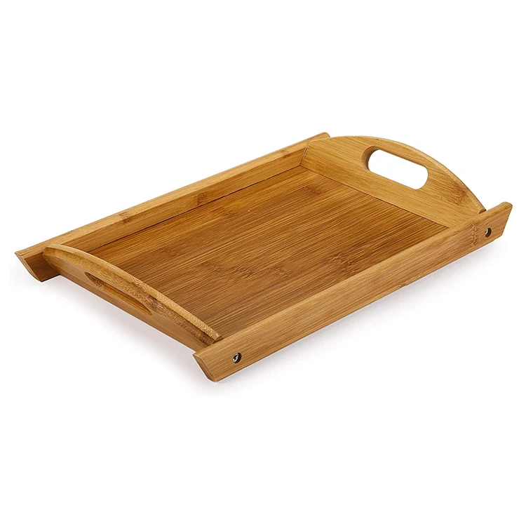 
Factory Cheap Rectangle Bamboo Serving Tray Set of 3 with Handles for Kitchen 