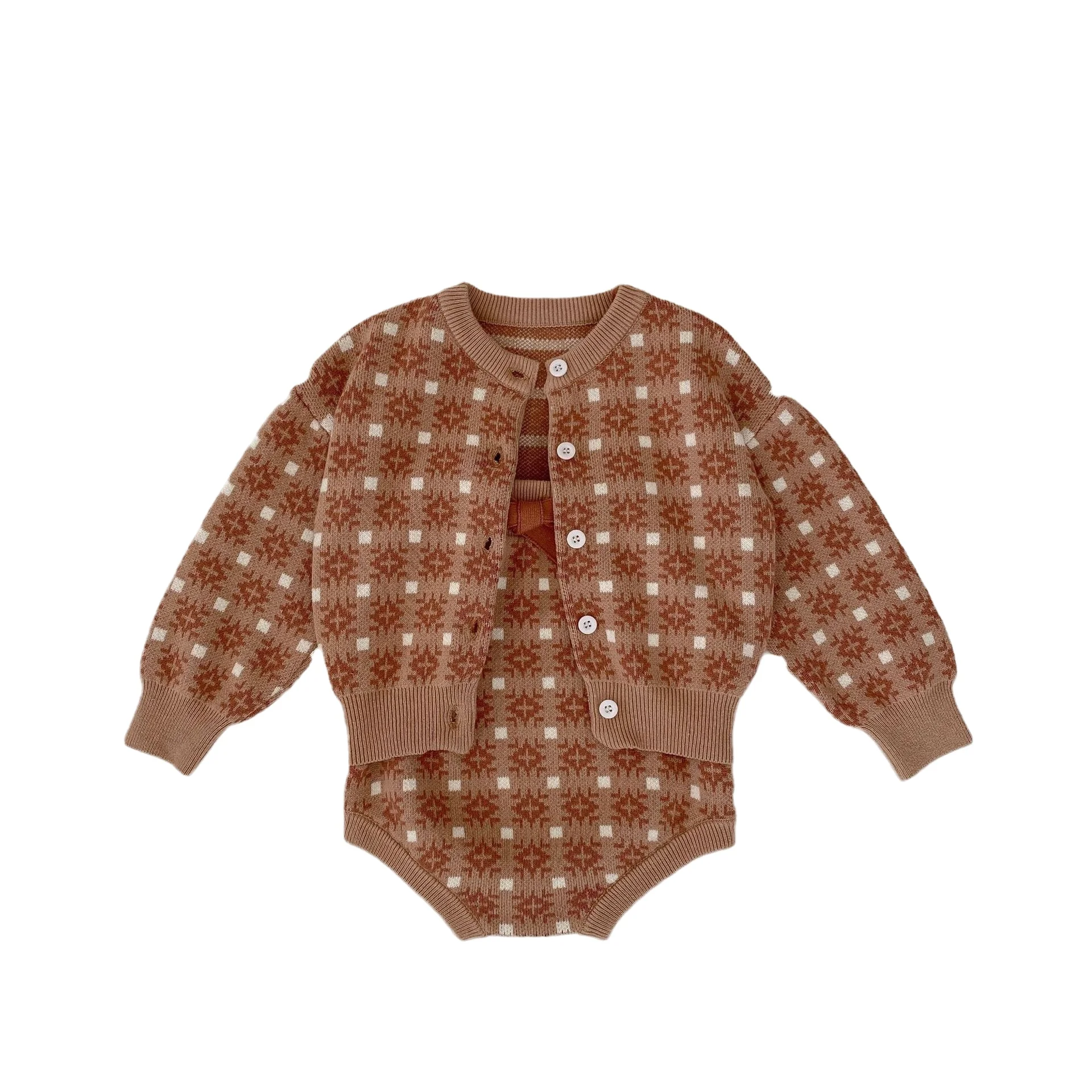 2 pieces Baby Clothing Set Wholesale Newborn Sweater Autumn Infant Knitted 100% Cotton 2 pieces Baby Clothing Set for baby