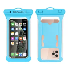 Snap Button Custom logo swimming floating mobile phone accessories transparent waterproof cellphone case bag