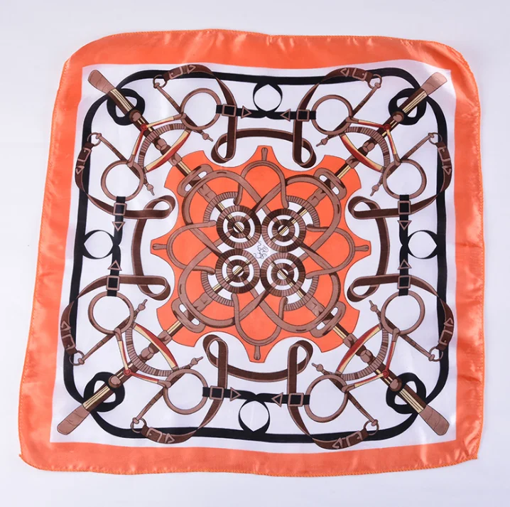 
2019 New fashionable Satin small square scarf in autumn Digital printed custom print silk scarves 50 x50 square satin scarves 