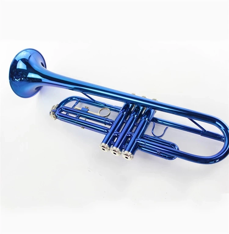 
good quality Blue Red Color Wind Instrument Trumpet Bb tone Beginner 