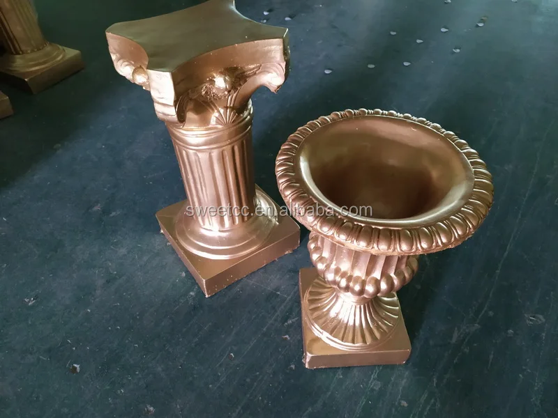 2020 wedding plastic pillar shatter-resistant gold roman column vase for wedding decoration