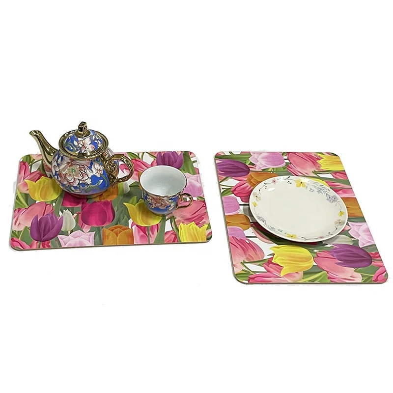 Custom Round Placemat Cork Back Table Mats Heat Resistant Mdf Cork Placemats Set for Dining Table Luxury