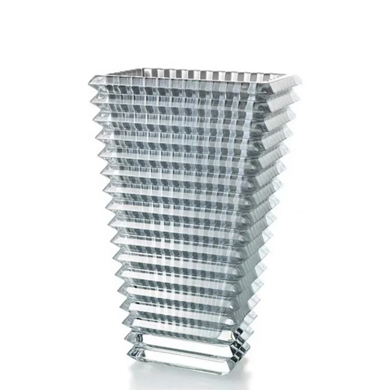 Embossed Wide Mouth Vase, Square Flower Vase Plant Pot Tabletop Decorative 3 Size