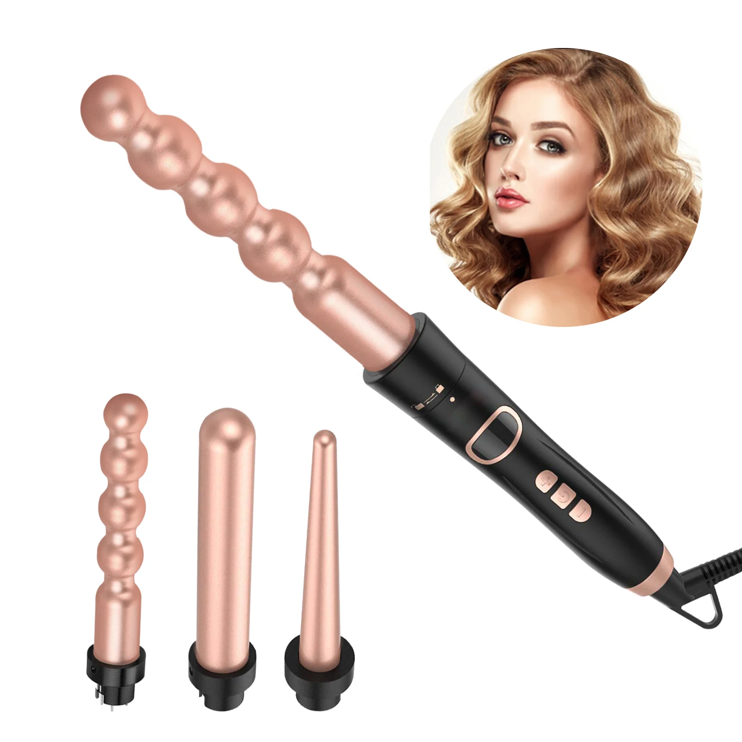 Professional Removable Tourmaline Ceramics Customized Private Label Hair Curler Set Wholesale 5 in 1 Curling Iron