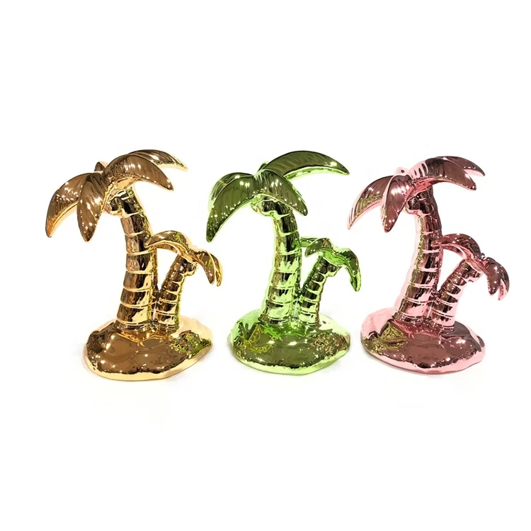 Custom Creative Design Plating Coconut Palm Ornament For Indoor Desktop Decor