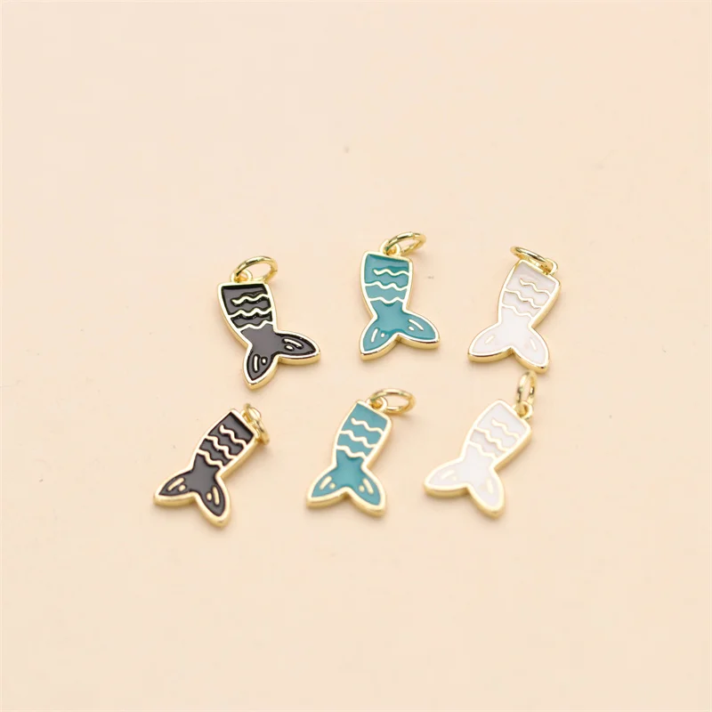 Enamel Whale Tail Charms Mermaid Charms Pendants for Diy Supplies Jewelry Accessories