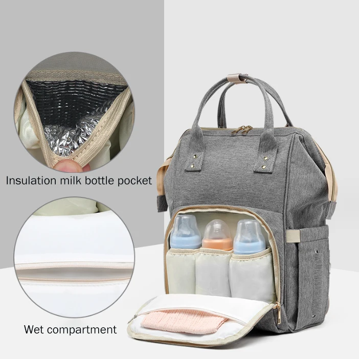 Large Capacity Portable Baby Stylish Travel Mummy Daddy Organizer Waterproof Multi Pockets Travel Diaper Backpack Bag For Mommy